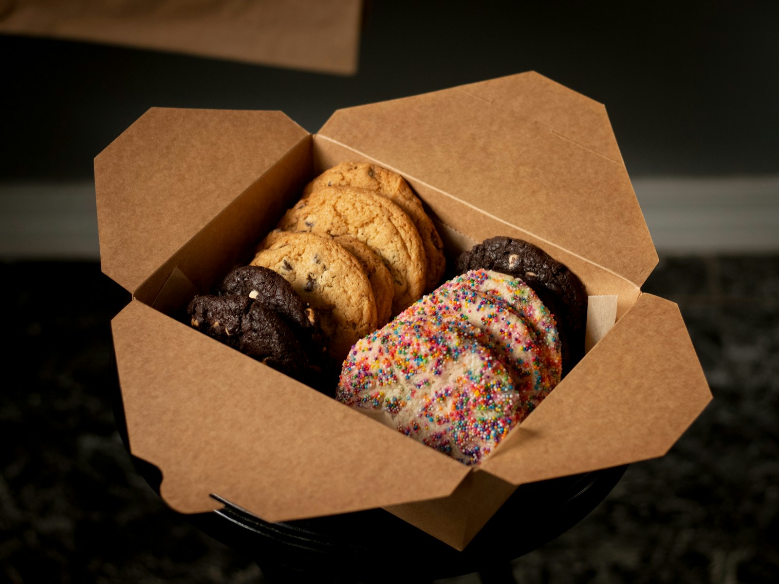 Cookies packed in a kraft gift box